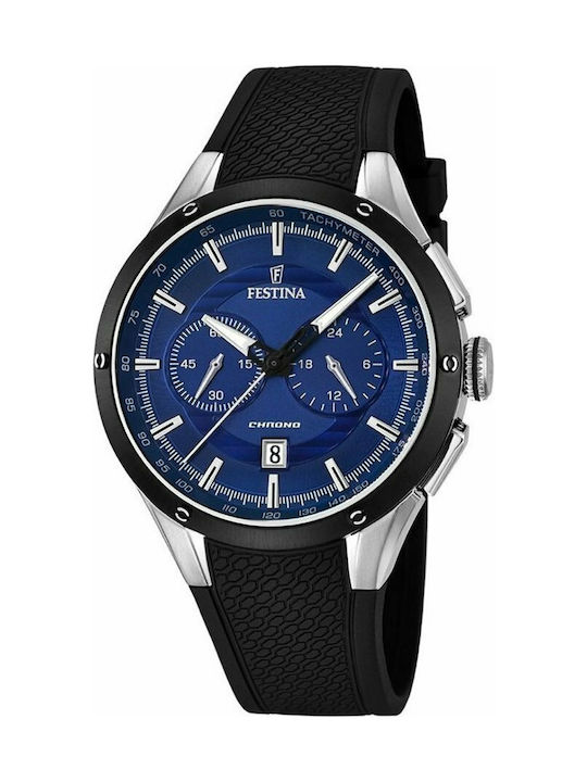 Festina Watch Chronograph Battery with Black Rubber Strap F16830/1