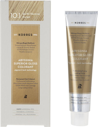 Korres Abyssinia Superior Gloss Colorant Vopsea De Păr Fără Amoniac 10.1 Blond Platinat Șandră 50ml
