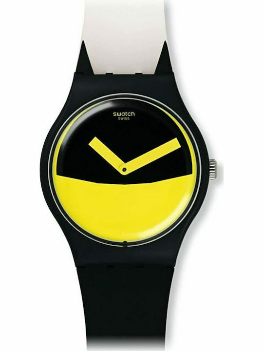 Swatch Flaggermus Herrenuhr 42.7mm Batterie mit Schwarz Kautschukarmband