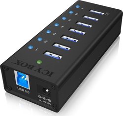 Icy Box USB 3.0 Hub 7 Θυρών με σύνδεση USB-A και Εξωτερική Παροχή Ρεύματος