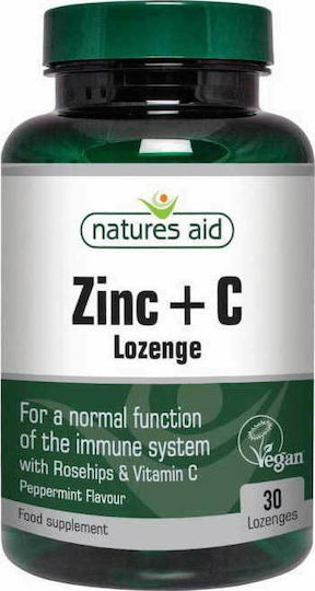 Natures Aid Цинк и Витамин C С Витамин C 30 Дъвчащи Таблетки Мента