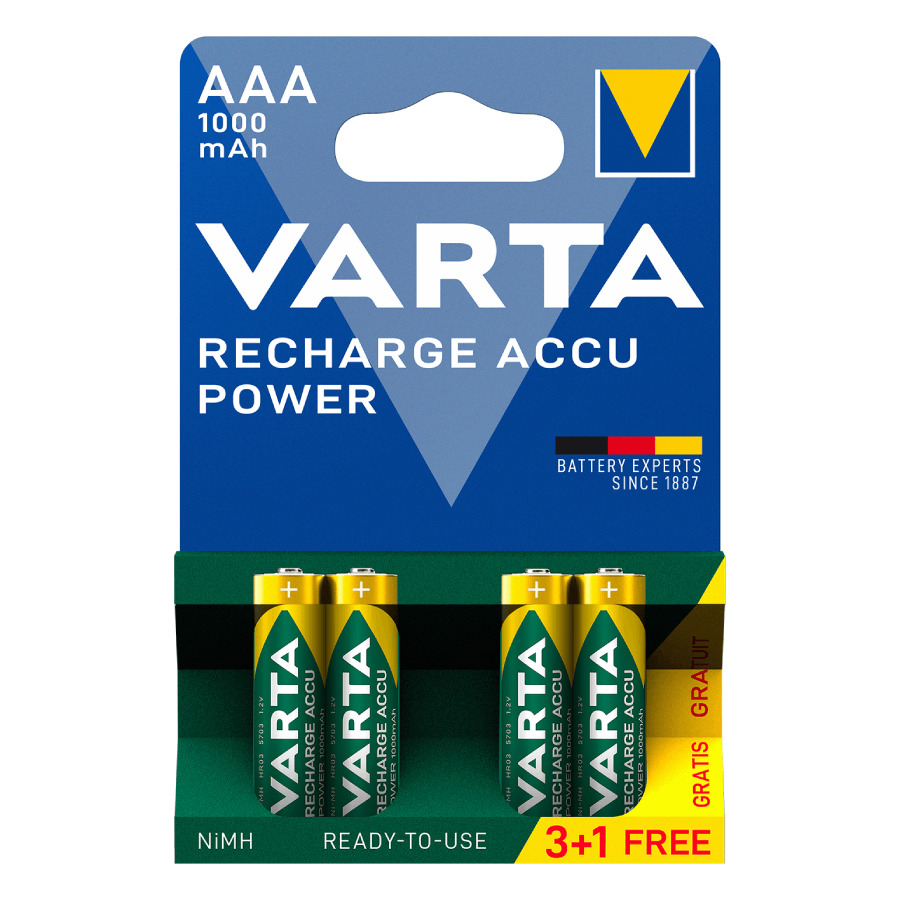 Varta Rechargeable Accu Επαναφορτιζόμενες Μπαταρίες AAA Ni-MH 1000mAh 1.2V 4τμχ