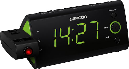 Sencor SRC 330 GN Επιτραπέζιο Ψηφιακό Ρολόι LED με Ξυπνητήρι & Ραδιόφωνο Μαύρο SRC 330 GN