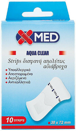 X-Med X-Med Aqua Clear Waterproof & Sterilized Plasters 72x38mm 10pcs