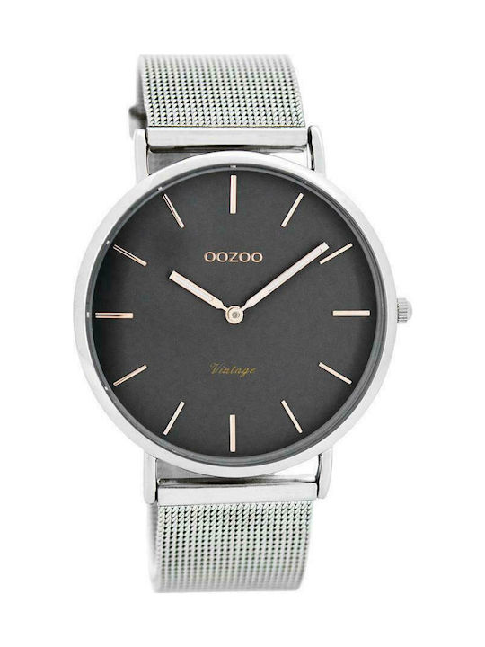 Oozoo Vintage Silver - Grey - Rose Watch with Silver Metal Bracelet