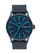 Nixon Sentry Leather Uhr Batterie mit Blau Lederarmband