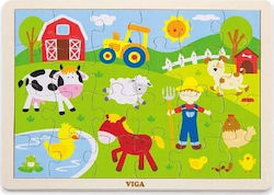 Wooden Kids Peg Puzzle 'Αγρόκτημα' for 3++ Years 24pcs Viga Toys