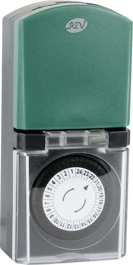 REV Mechanical Outdoor Timer Μηχανικός Χρονοδιακόπτης Πρίζας Ημερήσιος με Δυνατότητα Αντίστροφης Μέτρησης Εξωτερικού Χώρου IP44