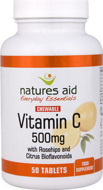 Natures Aid Vitamin C Vitamin for Immune System Boost, the Skin & Antioxidant Action 500mg 50 chewable tabs