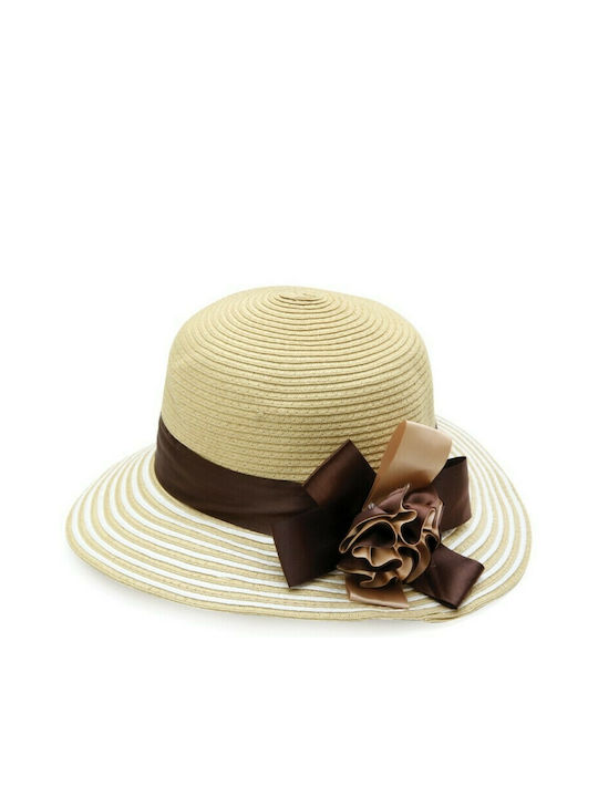 Beige Straw Hat with Flower 602