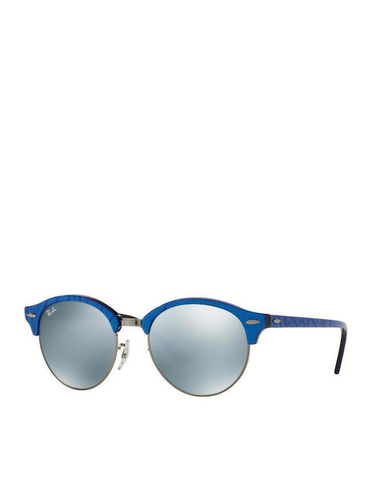 Ray Ban Clubround Unisex Sunglasses with Blue Frame and Silver Mirror Lens RB4246 984/30