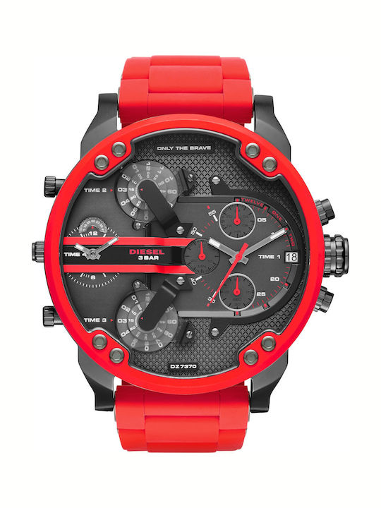 Diesel Mr Daddy 2.0 Ανδρικό Ρολόι 57mm Χρονογράφος Μπαταρίας με Κόκκινο Καουτσούκ Λουράκι