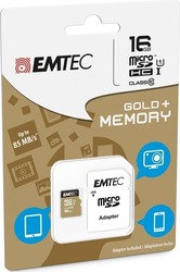 Emtec Gold+ microSDHC 16ГБ Клас 10 U1 UHS-I с адаптер