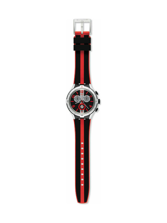 Swatch Stripes Uhr Chronograph mit Schwarz Kautschukarmband
