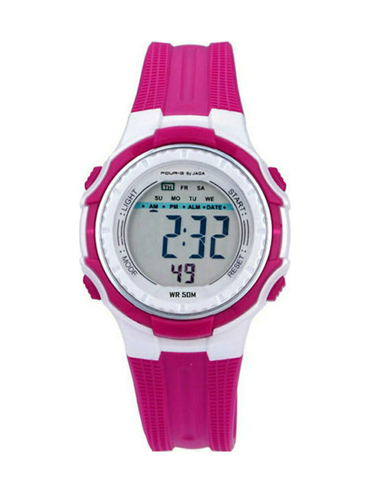 Jaga Four-G Kinder Digitaluhr mit Kautschuk/Plastik Armband Fuchsie