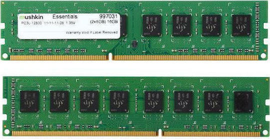 Mushkin Essentials 16GB DDR3 RAM with 2 Modules (2x8GB) and 1600 Speed for Desktop