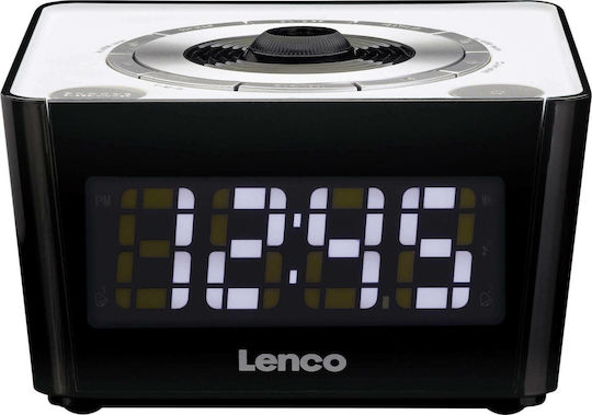 Lenco CR-16 White Επιτραπέζιο Ψηφιακό Ρολόι με Ξυπνητήρι & Ραδιόφωνο Μαύρο CR-16