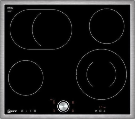 Neff N 70 Κεραμική Εστία με Πλαίσιο Αυτόνομη Inox με Λειτουργία Κλειδώματος 58.3x51.3εκ.