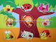 Wooden Kids Peg Puzzle Forest Animals Colored for 2+ Years 9pcs Anelixi
