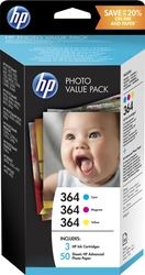 HP 364 Γνήσιο Photo Value Pack με 3 Μελάνια Εκτυπωτή InkJet Κίτρινο / Κυανό / Ματζέντα (T9D88EE)