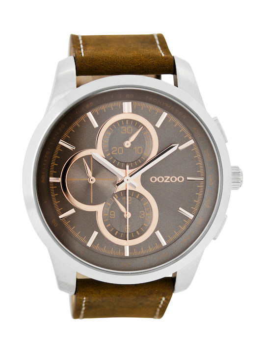Oozoo Timepieces Uhr Batterie mit Braun Lederarmband