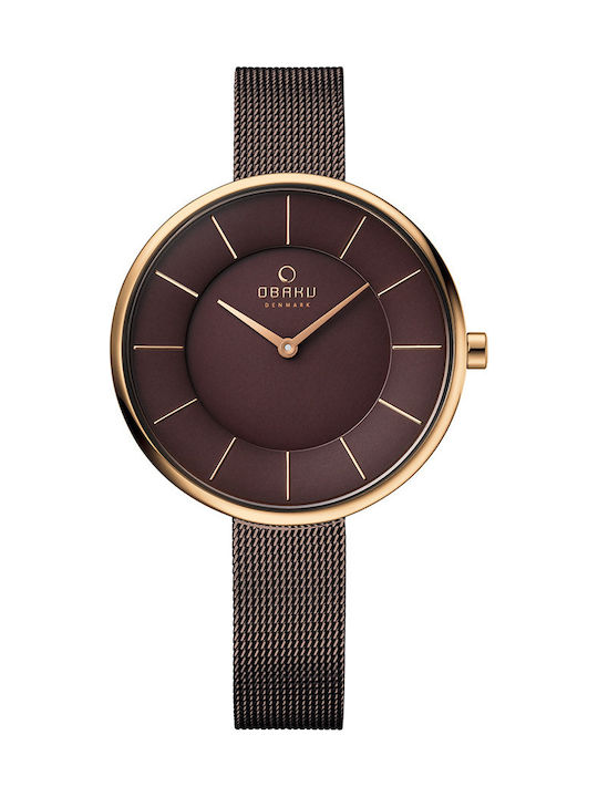 Obaku Часовник с Кафяв Метална Гривна V185LXVNMN