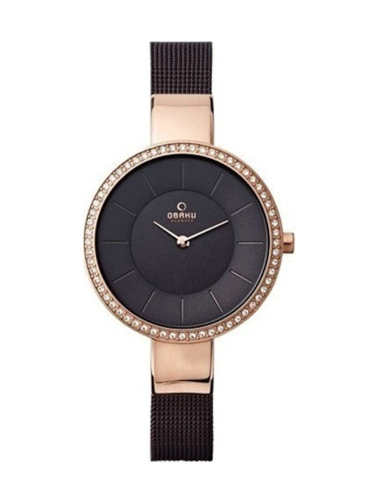 Obaku Ceas de Damă cu Negru Brățară Metalică