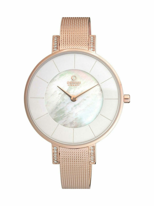 Obaku Γυναικείο Ρολόι 40mm Μπαταρίας με Ροζ Χρυ...