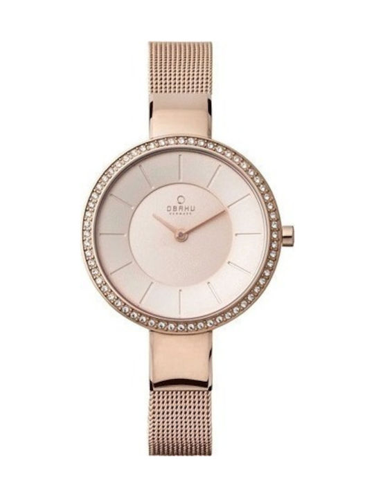 Obaku Uhr mit Rose Gold Metallarmband V179LEVVMV