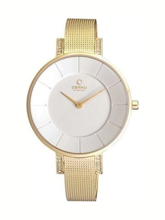 Obaku Γυναικείο Ρολόι 40mm Μπαταρίας με Χρυσό Μεταλλικό Μπρασελέ
