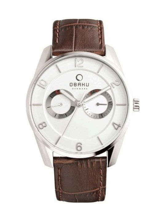 Obaku Watch with Silver Leather Strap V171GMCIRN