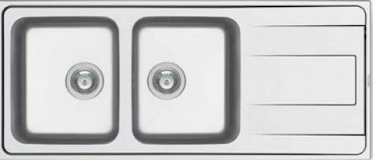 Pyramis Alea 2B 1D Ένθετος Νεροχύτης Inox Σατινέ Μ116xΠ50cm Ασημί