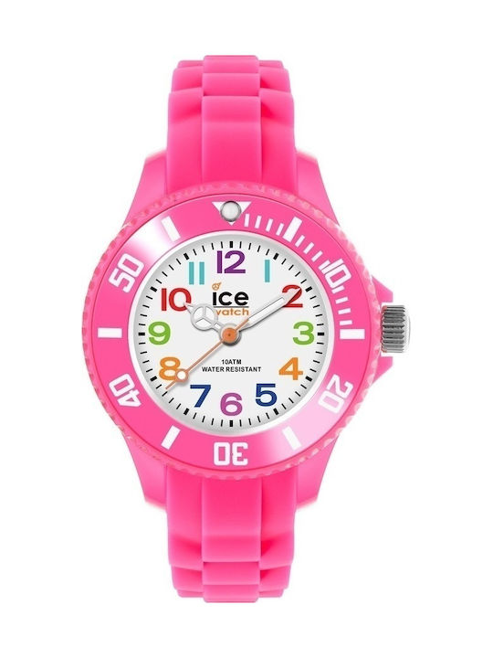 Ice Pink Ice-Mini Kinder Analoguhr mit Kautschuk/Plastik Armband Rosa