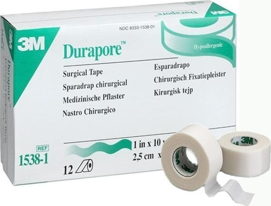 3M Durapore Μεταξωτές Επιδεσμικές Ταινίες 2.5cm x 9.14m 12τμχ