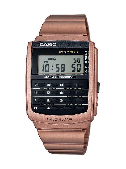 Casio Дигитален Мъжки Часовник 34.8мм На Батерия с Розов Злато Метална Гривна