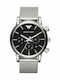 Emporio Armani Classic Ανδρικό Ρολόι 41mm Χρονογράφος Μπαταρίας με Ασημί Ατσάλινο Μπρασελέ