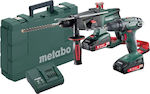 Metabo Combo 2.3.4 18V SB18 + KHA18LTX Set Drill Driver & Hammer 18V with 2 2Ah Batteries and Case