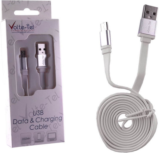 Volte-Tel Равен USB 2.0 до микро USB кабел Бял 1м (8146282) 1бр