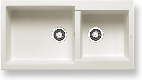 Pyramis Alazia 1 3/4B 079811711 Drop-In Sink Left Synthetic Granite W86xD50cm Snow