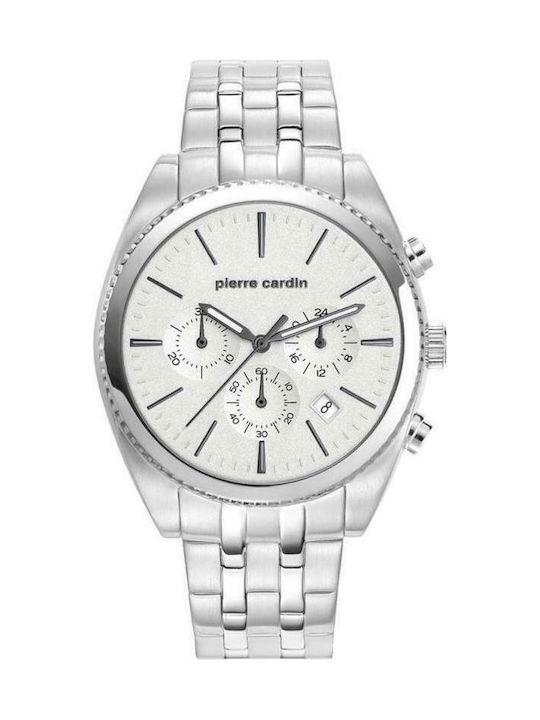 Pierre Cardin Men's Watch 41mm Chronograph Battery with Silver Metal Bracelet