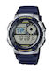 Casio Digital Watch Chronograph Battery with Blue Rubber Strap