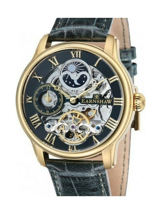 Thomas Earnshaw Longitude Watch Automatic with Black / Black Leather Strap