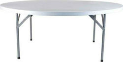 Catering Outdoor Foldable Table with Plastic Surface and Metal Frame White 150x150x74cm