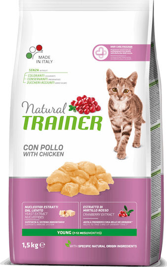 Natural Trainer Young (7-12) Dry Cat Food Gluten Free for Kittens For Neutered Cats with Sensitive Urinary with Chicken 1.5kg