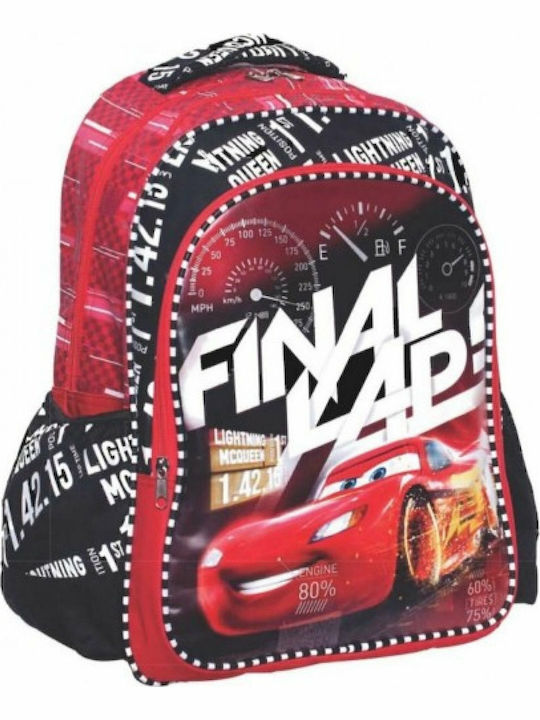 Gim Cars Time School Bag Backpack Elementary, Elementary Red with Water bottle holder