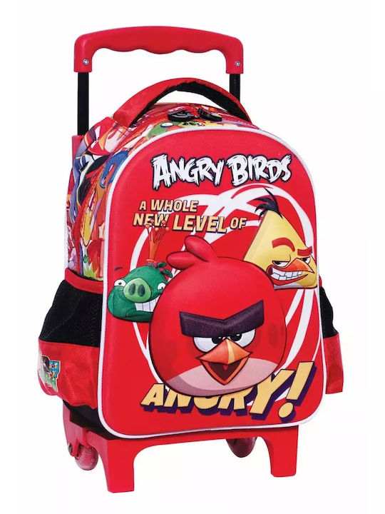 Gim Angry Birds Σχολική Τσάντα Τρόλεϊ Νηπιαγωγείου σε Κόκκινο χρώμα