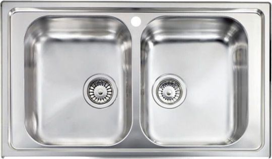 Sanitec Cometa Drop-In Kitchen Sink Inox Satin Finish M86xP50cm Silver