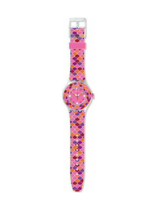 Swatch Pedrinha Rosa Watch with Pink Rubber Strap