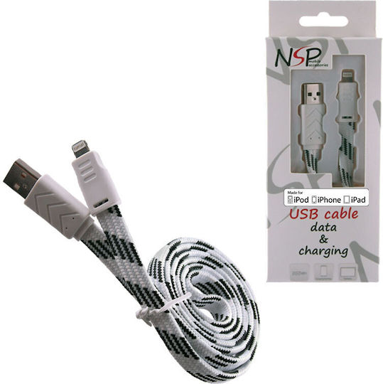 Volte-Tel Braided Flat USB to Lightning Cable White 1m (8135934)