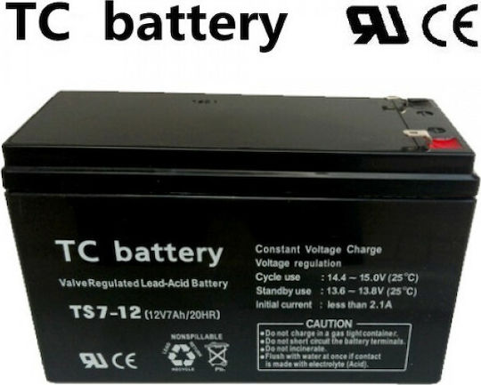 TC Battery TS7-12 UPS Battery with Capacity 7Ah and Voltage 12V 1pcs